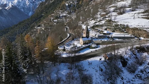 Saint Ferréol Church on the Road to Huez in Winter – French Alps