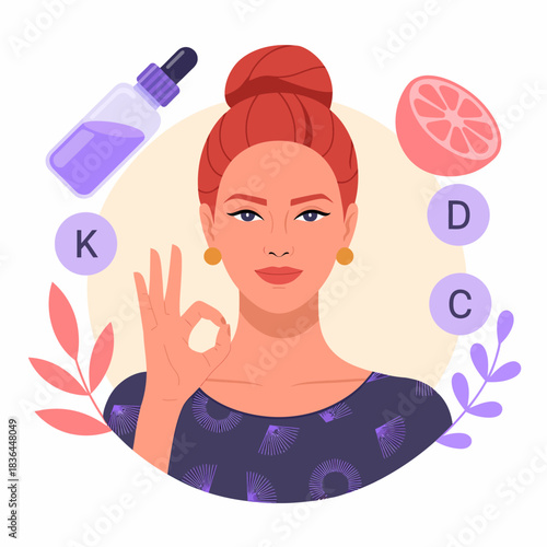 A confident woman demonstrates skincare enthusiasm with essential products, emphasizing beauty and self-care as integral to overall health and wellness in modern lifestyles.