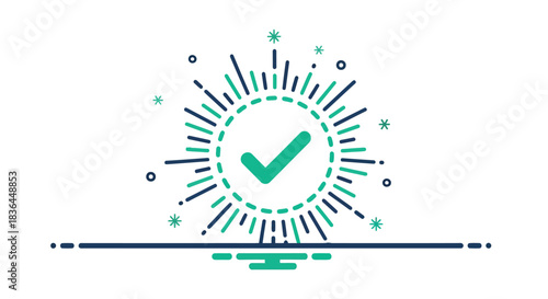 Green check mark icon with burst effect