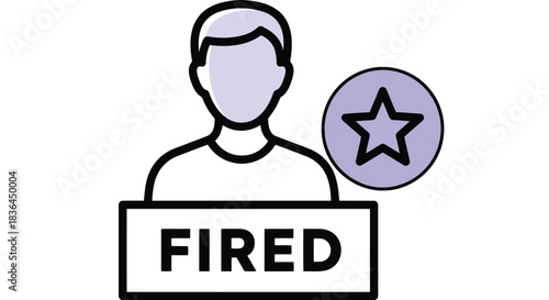 Person fired with star in a circle icon