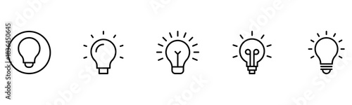 Light vector web line icons depicting light bulbs, ideas, innovation, creativity, and illumination for inspired thinking and solutions.