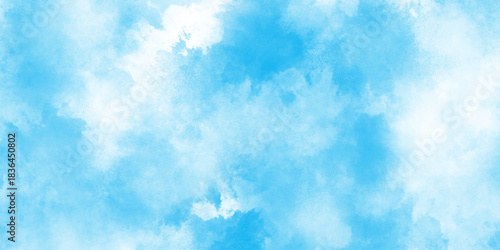 Light sky blue watercolor background, Abstract beautiful light blue cloudy sky concept for design template, illustration art marble painting sky, abstract design watercolor picture painting .