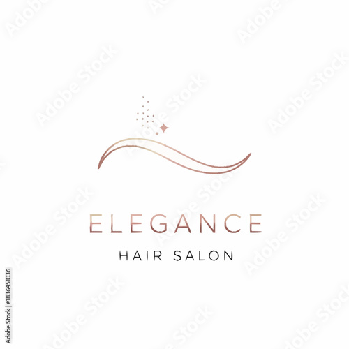 Elegant Hair Salon Logo with Wavy Line and Sparkles.