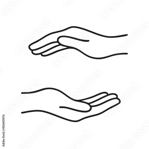 Two hands cupped outline icons representing giving, receiving, or holding concept