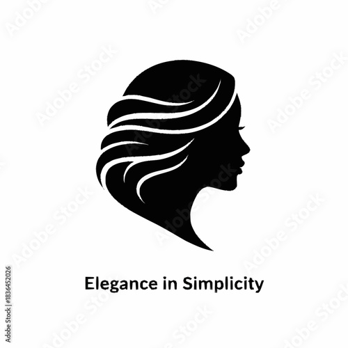 Elegant Silhouette of a Womans Profile with Flowing Hair.