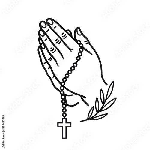 praying hands with rosary and cross clip art preview