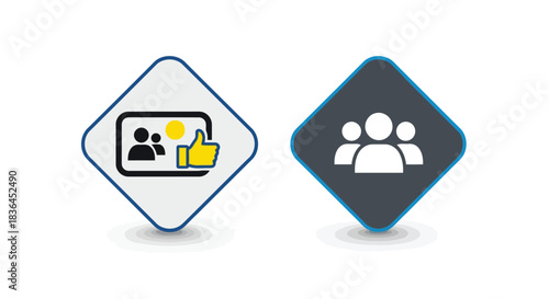Icons for online meeting feedback and group collaboration concept