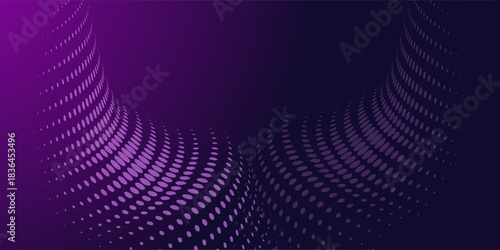 Abstract background with dynamic color wave. Futuristic dotted wave of bright particles. Colorful background for presentation design. Wide format vector illustration. Weave effect.