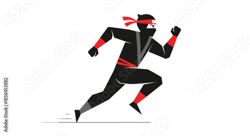 Stealth Runner: A dynamic illustration depicts a stealthy figure, cloaked in black attire, sprinting with determined purpose.