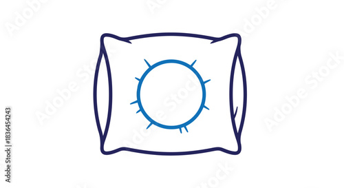Outline icon of a square pillow with a sunburst design in the center