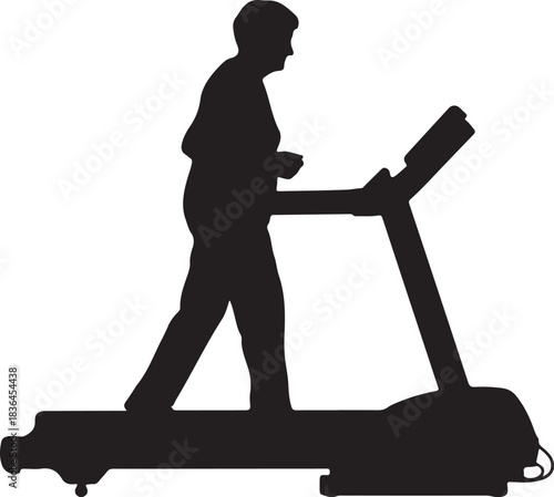 Silhouette of a person exercising on a treadmill, symbolizing fitness, health, and an active lifestyle.