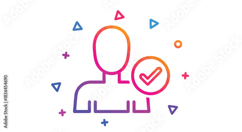 Colorful user profile icon with a checkmark indicating verification or success