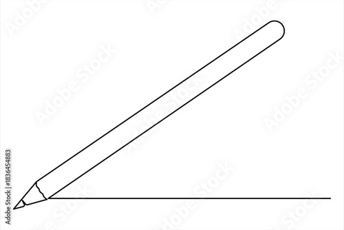Wooden pencil continuous one line drawing vector illustration. Single line design for education vector illustration