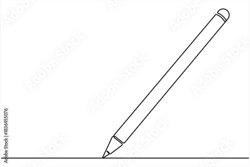 Wooden pencil continuous one line drawing vector illustration. Single line design for education vector illustration