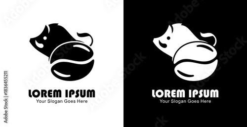 Coffee bean logo design combined with a wild boar