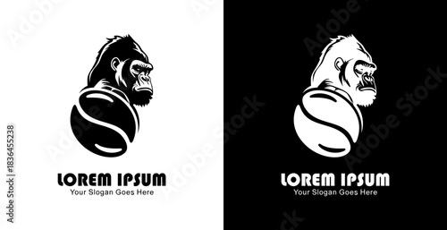 Coffee bean logo design combined with a gorilla head