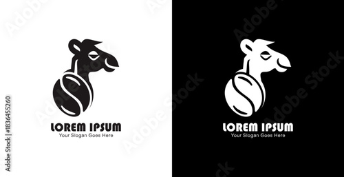 Coffee bean logo design combined with a camel head