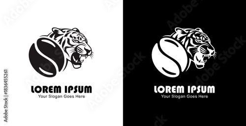 Coffee bean logo design combined with a tiger's head