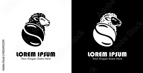 Coffee bean logo design combined with a goat's head