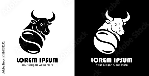 Coffee bean logo design combined with a cow's head