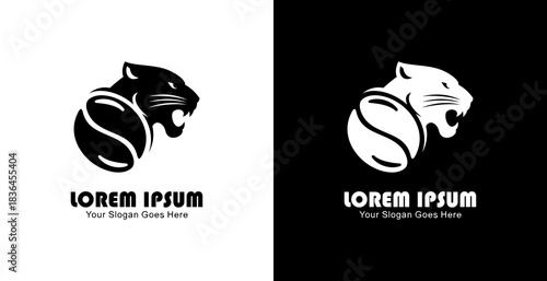 Coffee bean logo design combined with a panther head