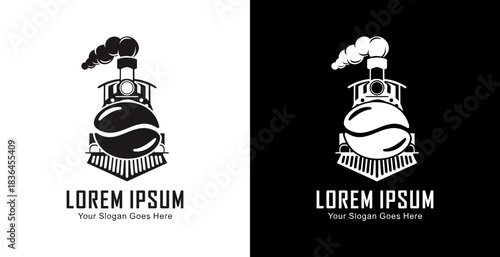 Coffee bean logo design combined with a locomotive