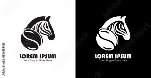 Coffee bean logo design combined with a zebra head