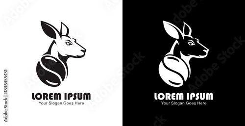 Coffee bean logo design combined with a kangaroo head