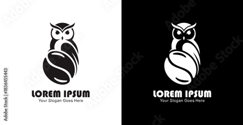 Coffee bean logo design combined with an owl