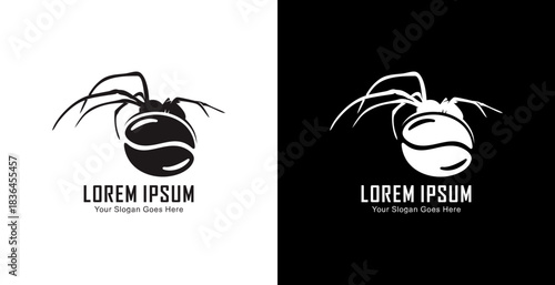 Coffee bean logo design combined with a spider