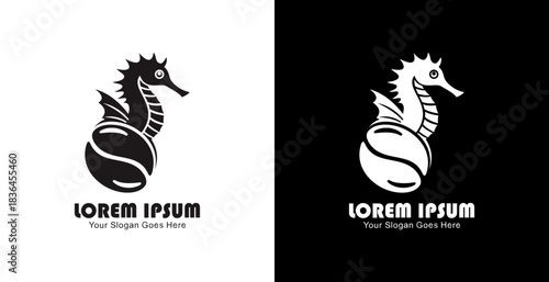 Coffee bean logo design combined with seahorse