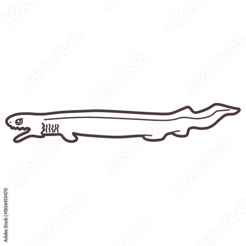 シンプルにデフォルメした深海鮫のラブカのイラスト