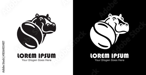 Coffee bean logo design combined with a hippopotamus head