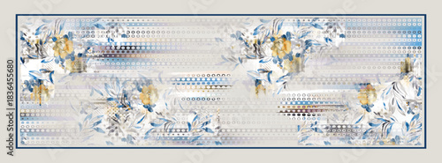 digital silk scarf design with seamless textile pattern