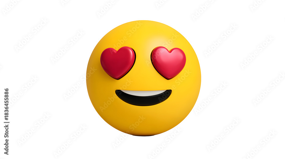 Fototapeta premium Cheerful love emoji with heart eyes