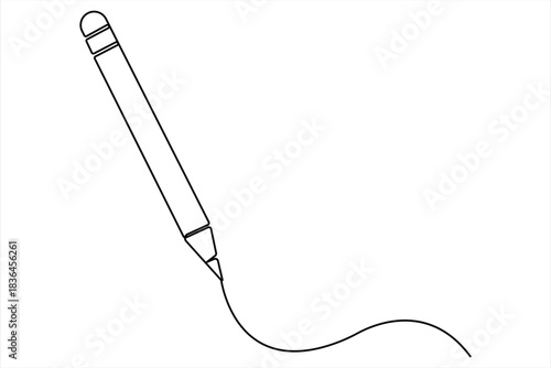 Wooden pencil continuous one line drawing vector illustration. Single line design for education vector illustration