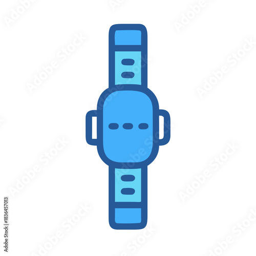 Minimalist blue smartwatch icon on black background for presentations