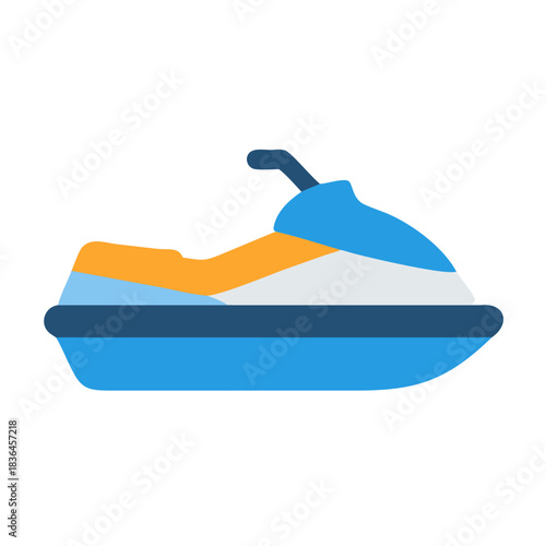 Flat illustration of modern jet ski on black background
