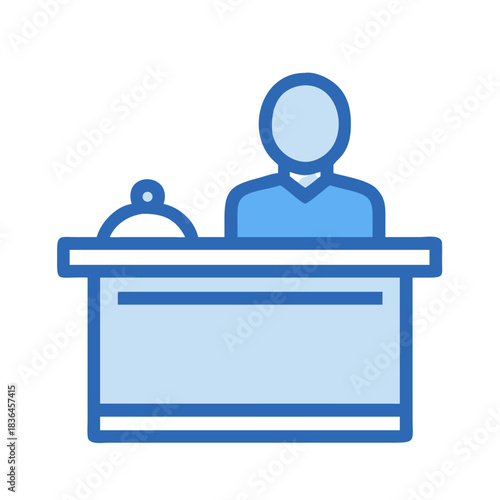 Receptionist at a counter desk illustration on black background