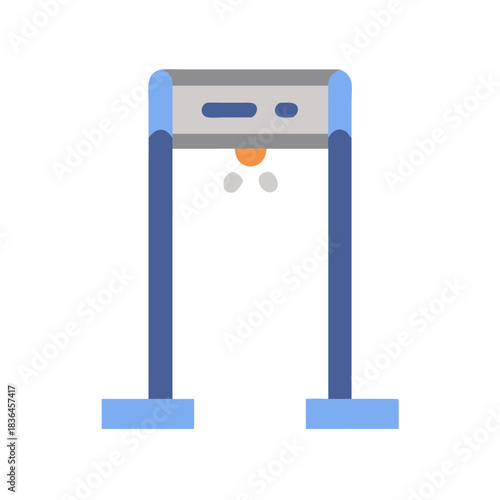 Blue security metal detector gate on black background illustration