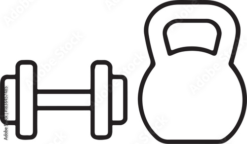 Dumbbell and Kettlebell Illustration for Fitness and Exercise Concepts Design