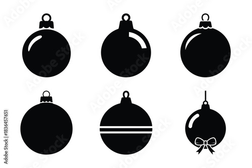 Christmas bauble icon set. Vector illustration of silhouette icons.