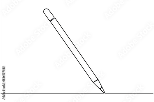 Wooden pencil continuous one line drawing vector illustration. Single line design for education vector illustration