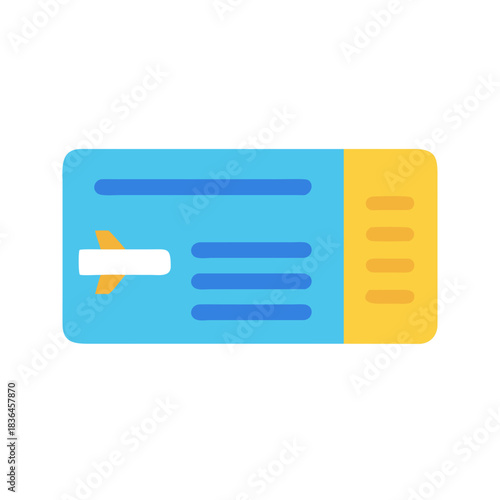 Stylized airline ticket illustration against plain black background
