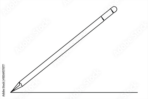 Wooden pencil continuous one line drawing vector illustration. Single line design for education vector illustration