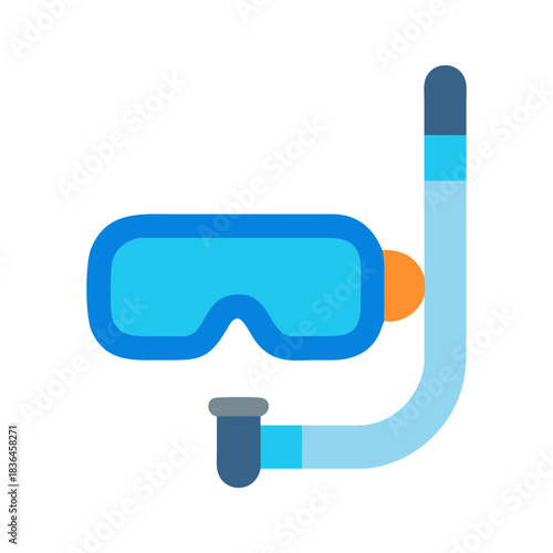 Isolated cartoon snorkeling mask and tube on black background