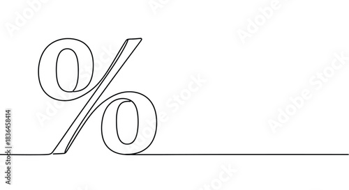 Minimalist single line drawing of a percentage symbol with clean curves on a white background
