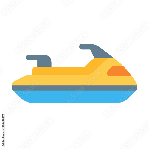 Simple flat illustration of a jet ski on black background