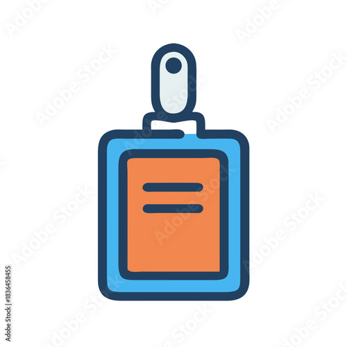 Identification badge vector art with strap on black backdrop