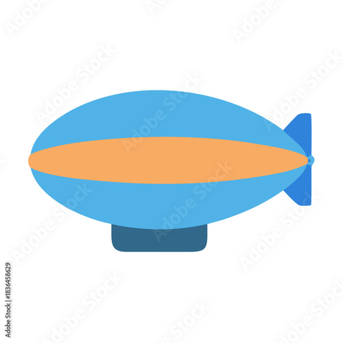 Simple blue and tan cartoon style blimp illustration design